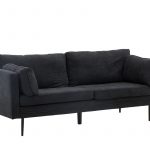 canape 3 places noir bosco (1) Canapé 3 places Bosco noir en tissu effet lin avec pieds en acier, canapé confortable au design scandinave contemporain