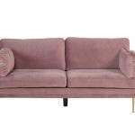 Canapé 3 places Bosco rose en velours avec pieds en métal, canapé confortable au design scandinave contemporain
