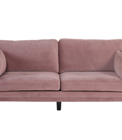 Canapé 3 places Bosco rose en velours avec pieds en métal, canapé confortable au design scandinave contemporain