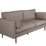 Canapé 3 places Bosco taupe en tissu effet lin avec pieds en acier noir, canapé confortable au design scandinave contemporain
