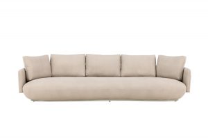 Canapé 4 places Stane beige en tissu avec structure métal, canapé confortable au design contemporain pour grand salon