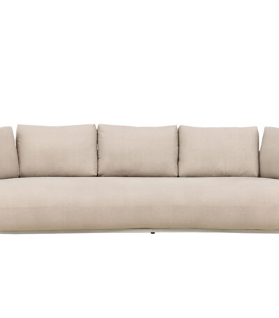 Canapé 4 places Stane beige en tissu avec structure métal, canapé confortable au design contemporain pour grand salon