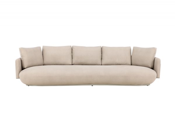 Canapé 4 places Stane beige en tissu avec structure métal, canapé confortable au design contemporain pour grand salon