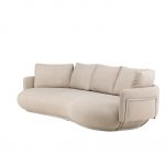 Canapé 4 places Stane beige en tissu avec structure métal, canapé confortable au design contemporain pour grand salon