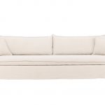Canapé 4 places Noah beige en tissu effet lin avec housse amovible, canapé confortable au design contemporain pour grand salon