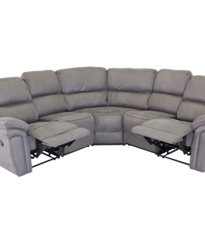 Canapé d'angle inclinable gris Salvino en microfibre avec fonction relax et assises généreuses