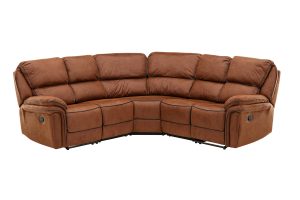 Canapé d'angle inclinable marron Salvino en microfibre avec fonction relax et assises généreuses
