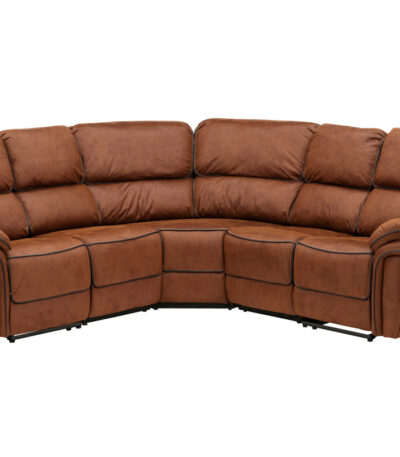 Canapé d'angle inclinable marron Salvino en microfibre avec fonction relax et assises généreuses