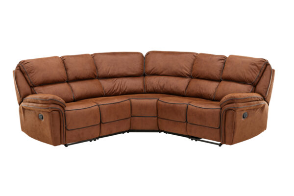 Canapé d'angle inclinable marron Salvino en microfibre avec fonction relax et assises généreuses