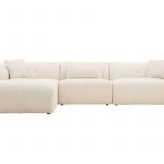 Canapé d’angle beige Polycarpe en tissu avec assises profondes pour salon contemporain