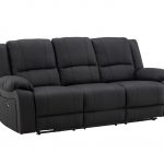Canapé inclinable 3 places Sirat noir en tissu avec dossiers relax et structure métal, canapé confortable au design contemporain