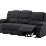 Canapé inclinable 3 places Sirat noir en tissu avec dossiers relax et structure métal, canapé confortable au design contemporain