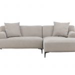 canapé trois place gris clair victor Canapé d’angle 3 places Victor gris clair en tissu avec méridienne et pieds en métal, canapé confortable au design contemporain
