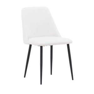 chaise de salle a manger blanche en simicuir niza (12) Chaise de salle à manger blanche Niza lot de 2 avec revêtement PU et structure en acier noir mat