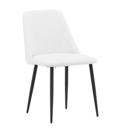 Chaise de salle à manger blanche Niza lot de 2 avec revêtement PU et structure en acier noir mat