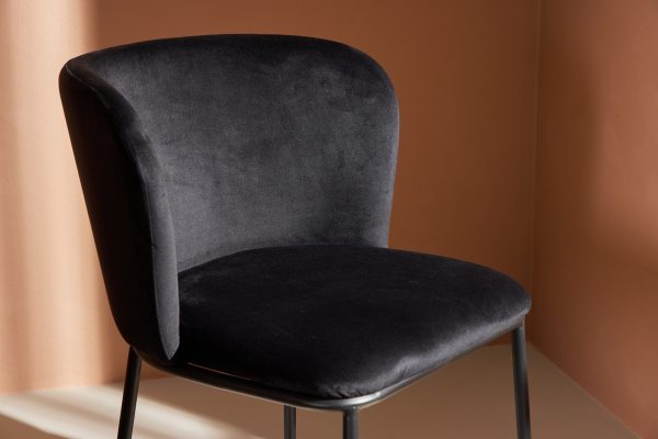 chaise de salle a manger edona noire (1) Chaise de salle à manger noire Edona – lot de 2