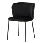 chaise de salle a manger edona noire (8) Chaise de salle à manger noire Edona en tissu avec pieds noirs. Lot de 2