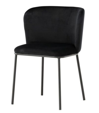 Chaise de salle à manger noire Edona en tissu avec pieds noirs. Lot de 2