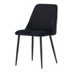 Chaise de salle à manger noire Niza lot de 2 en velours avec structure en acier noir mat