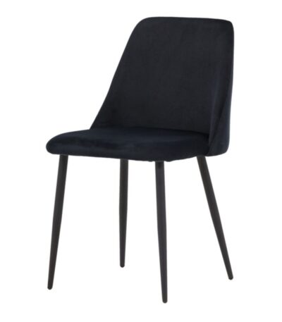 Chaise de salle à manger noire Niza lot de 2 en velours avec structure en acier noir mat
