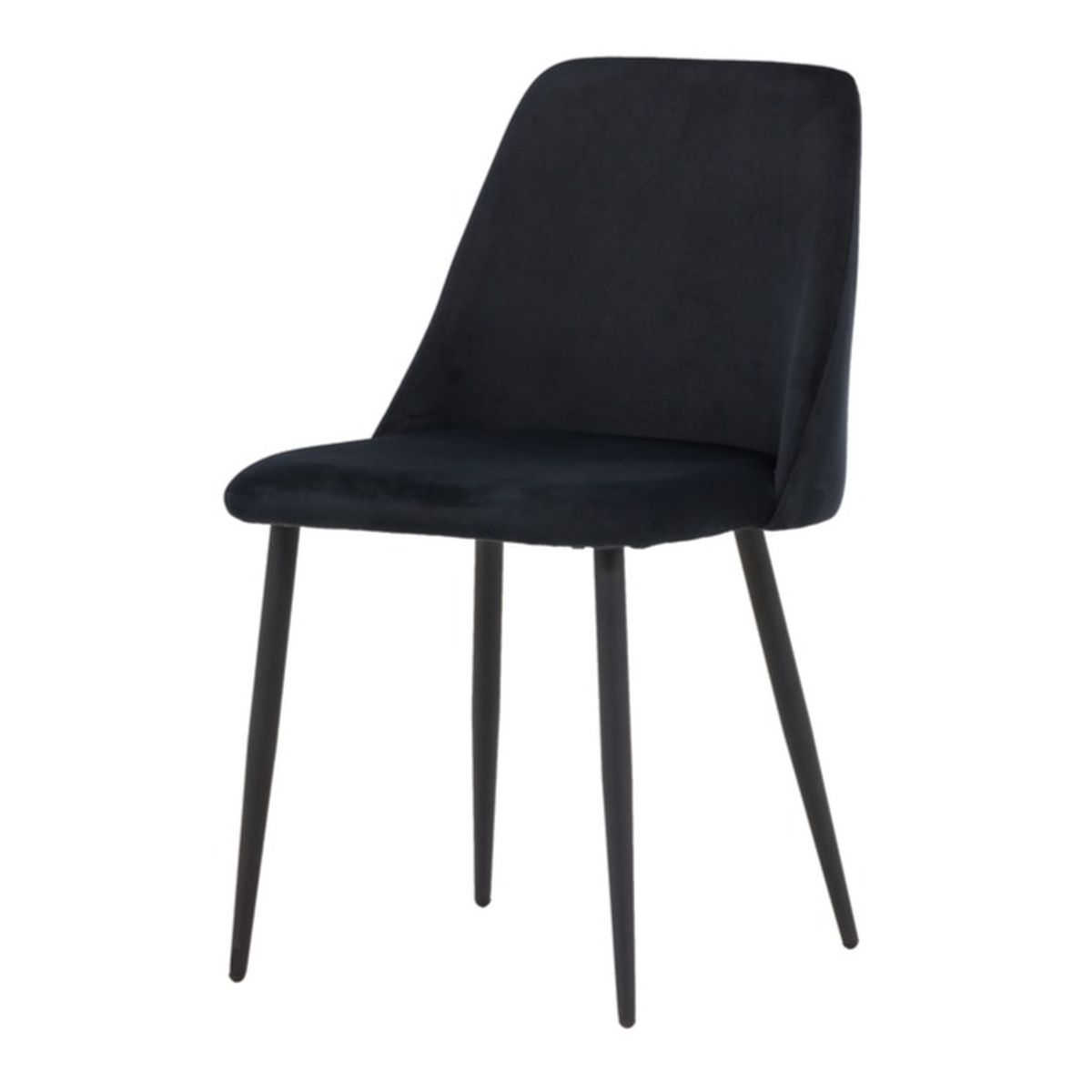Chaise de salle à manger noire Niza lot de 2 en velours avec structure en acier noir mat