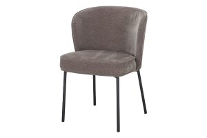 Chaise rembourrée taupe Fantine avec structure noire pour salle à manger.
