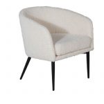 fauteuil blanc teddy esprit rotin home (8) Fauteuil blanc Teddy avec revêtement effet peluche et pieds acier noir dans un intérieur contemporain
