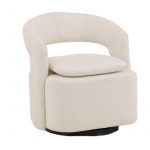 Fauteuil bouclette blanc Hardy avec tissu texturé et design vintage contemporain pour salon