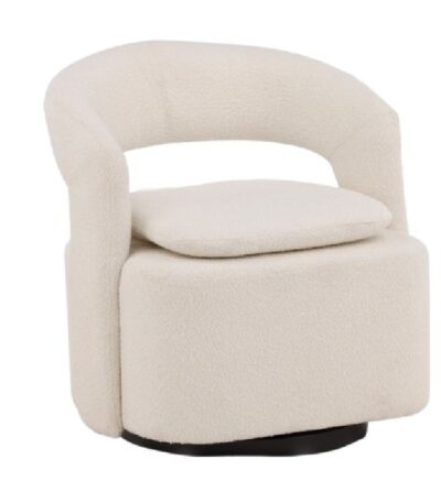 Fauteuil bouclette blanc Hardy avec tissu texturé et design vintage contemporain pour salon