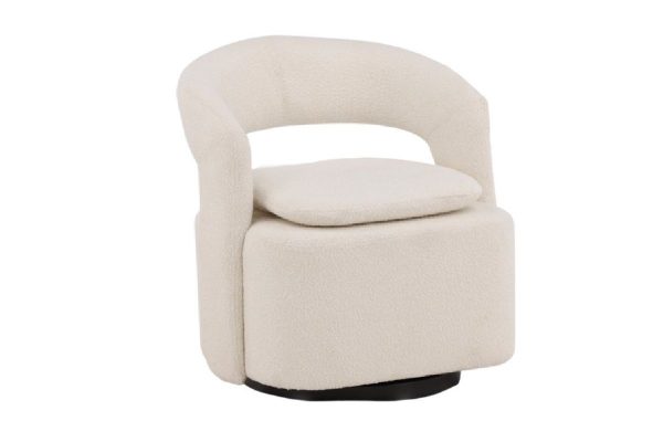 Fauteuil bouclette blanc Hardy avec tissu texturé et design vintage contemporain pour salon