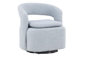 Fauteuil bouclette bleu Hardy avec tissu texturé et design vintage contemporain pour salon