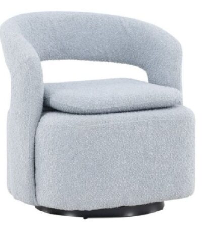 Fauteuil bouclette bleu Hardy avec tissu texturé et design vintage contemporain pour salon