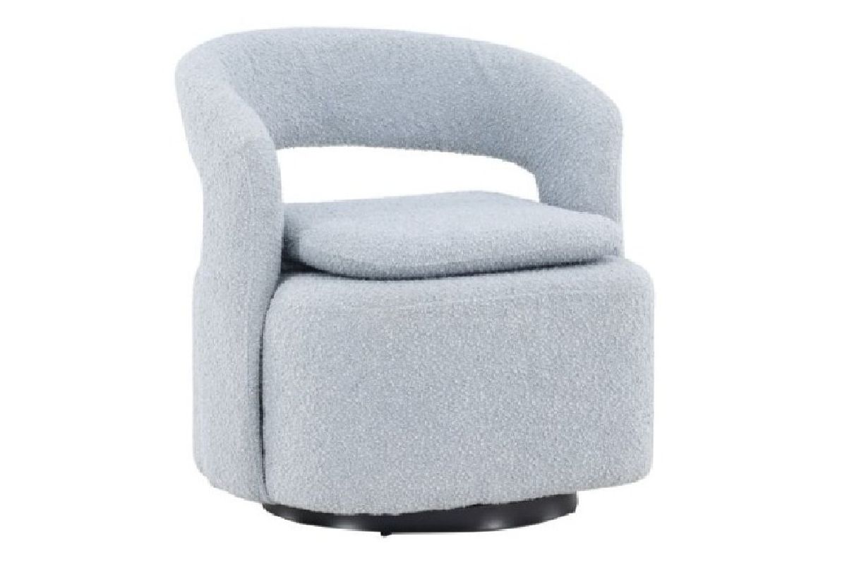 Fauteuil bouclette bleu Hardy avec tissu texturé et design vintage contemporain pour salon