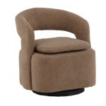 Fauteuil bouclette marron Hardy avec tissu texturé et design vintage contemporain pour salon