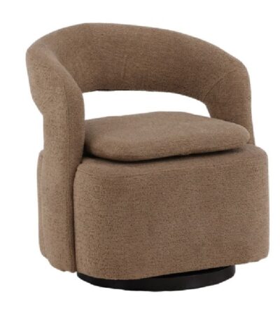 Fauteuil bouclette marron Hardy avec tissu texturé et design vintage contemporain pour salon