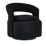 Fauteuil bouclette noir Hardy avec tissu texturé et design vintage contemporain pour salon