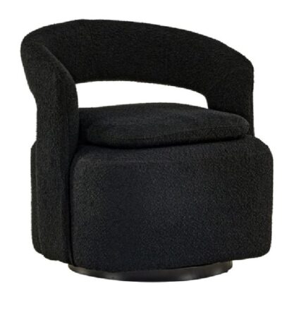 Fauteuil bouclette noir Hardy avec tissu texturé et design vintage contemporain pour salon