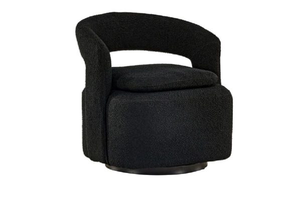 Fauteuil bouclette noir Hardy avec tissu texturé et design vintage contemporain pour salon