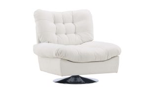 Fauteuil design Florin en tissu blanc cassé avec dossier capitonné et assise large dans un salon contemporain