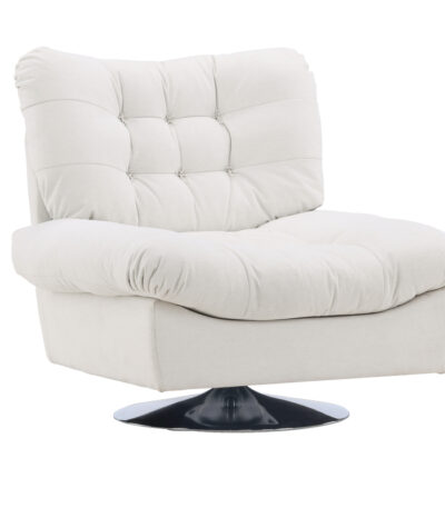 Fauteuil design Florin en tissu blanc cassé avec dossier capitonné et assise large dans un salon contemporain