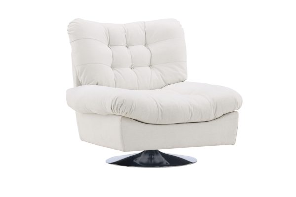 fauteuil design blanc cassé florin esprit rotin home (1) Fauteuil design Florin en tissu blanc cassé avec dossier capitonné et assise large dans un salon contemporain