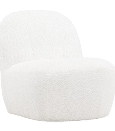 Fauteuil bouclette blanc Maho avec lignes arrondies et design vintage pour salon contemporain