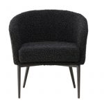 Fauteuil en tissu peluche noir Floris