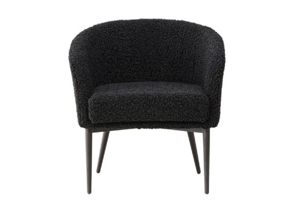 Fauteuil en tissu peluche noir Floris