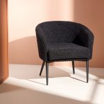 Fauteuil en tissu peluche noir Floris