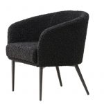 Fauteuil en tissu peluche noir Floris