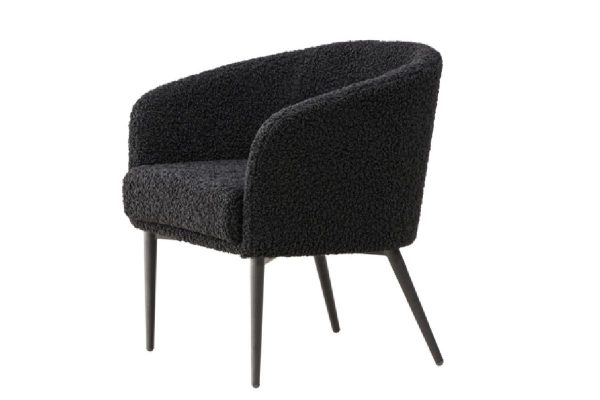 Fauteuil en tissu peluche noir Floris