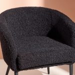Fauteuil en tissu peluche noir Floris