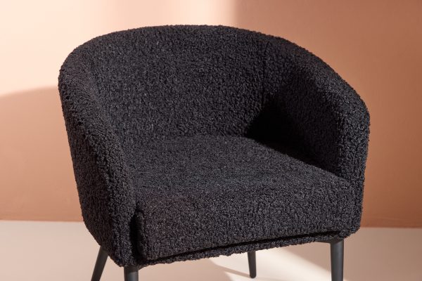 Fauteuil en tissu peluche noir Floris