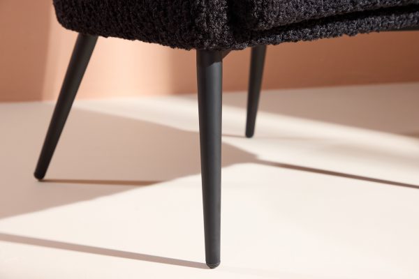 Fauteuil en tissu peluche noir Floris